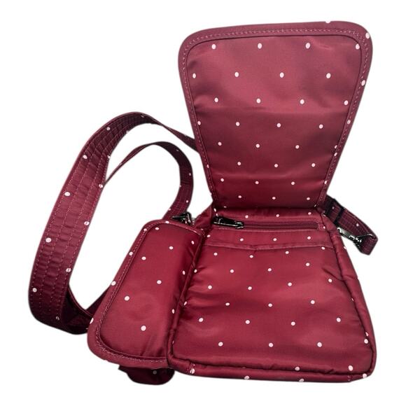 Lug Can Can Crossbody Purse Nylon Adjustable Strap Lightweight White Dots - Picture 2 of 6